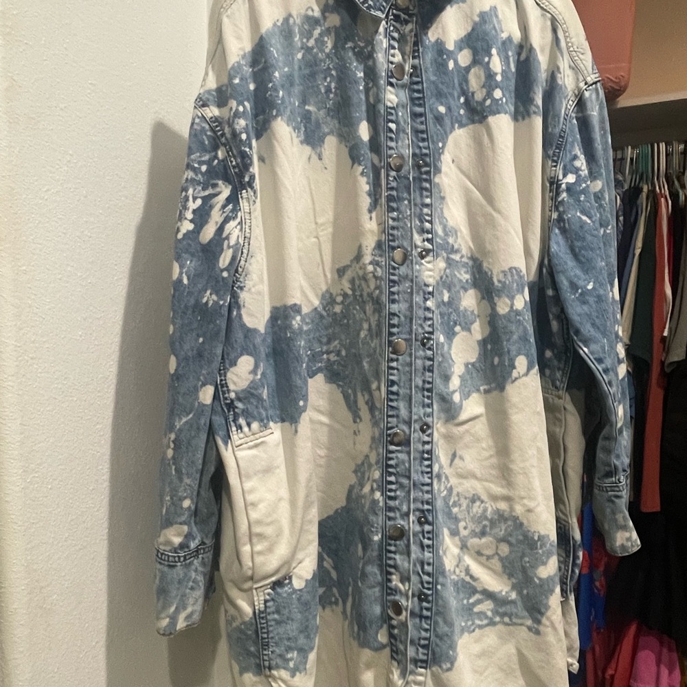 Easel Blue and White Denim Jacket